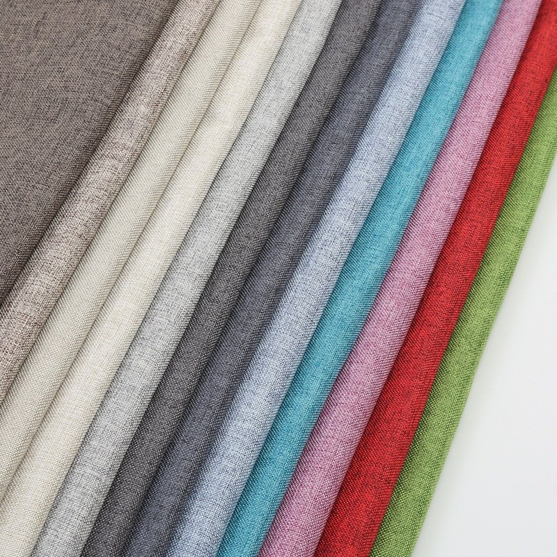 Polyester linenette fabric two tone cationic dyed glue bonded sofa slipcover fabric