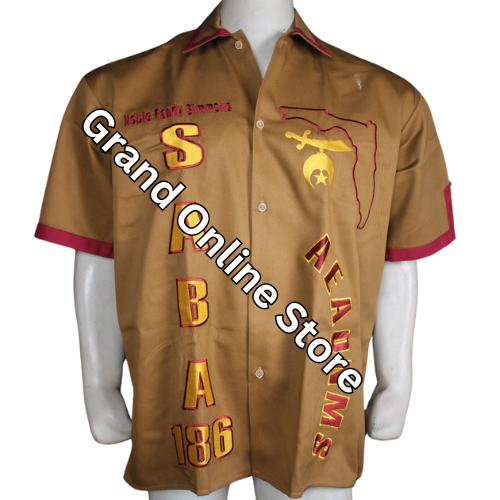 Saba Temple Shriner shirt Cotton Polyester Blend fabric Walking shirt Customized Embroidered Shriner shirt