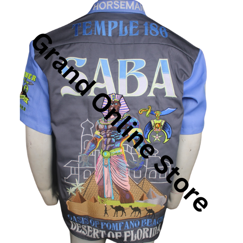 Saba Temple Shriner shirt Cotton Polyester Blend fabric Walking shirt Customized Embroidered Shriner shirt