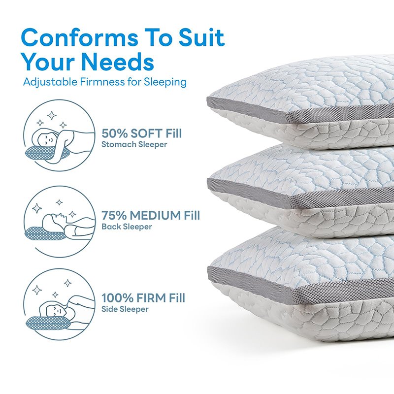 Travel Cervical Neck Roll Shredded Bamboo Memory Foam Cooling Pillow