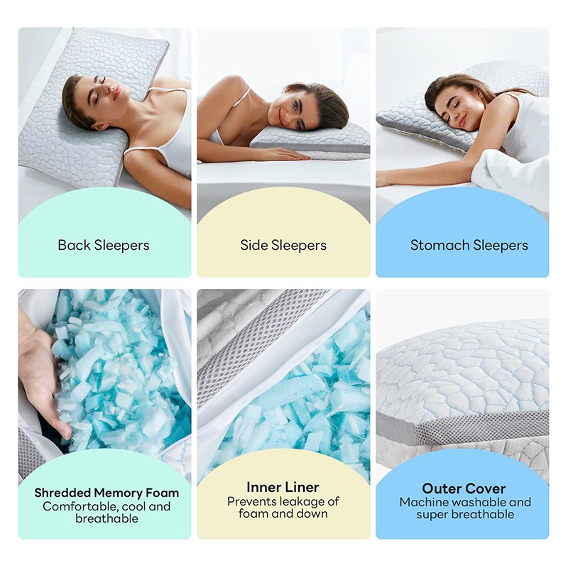 Travel Cervical Neck Roll Shredded Bamboo Memory Foam Cooling Pillow