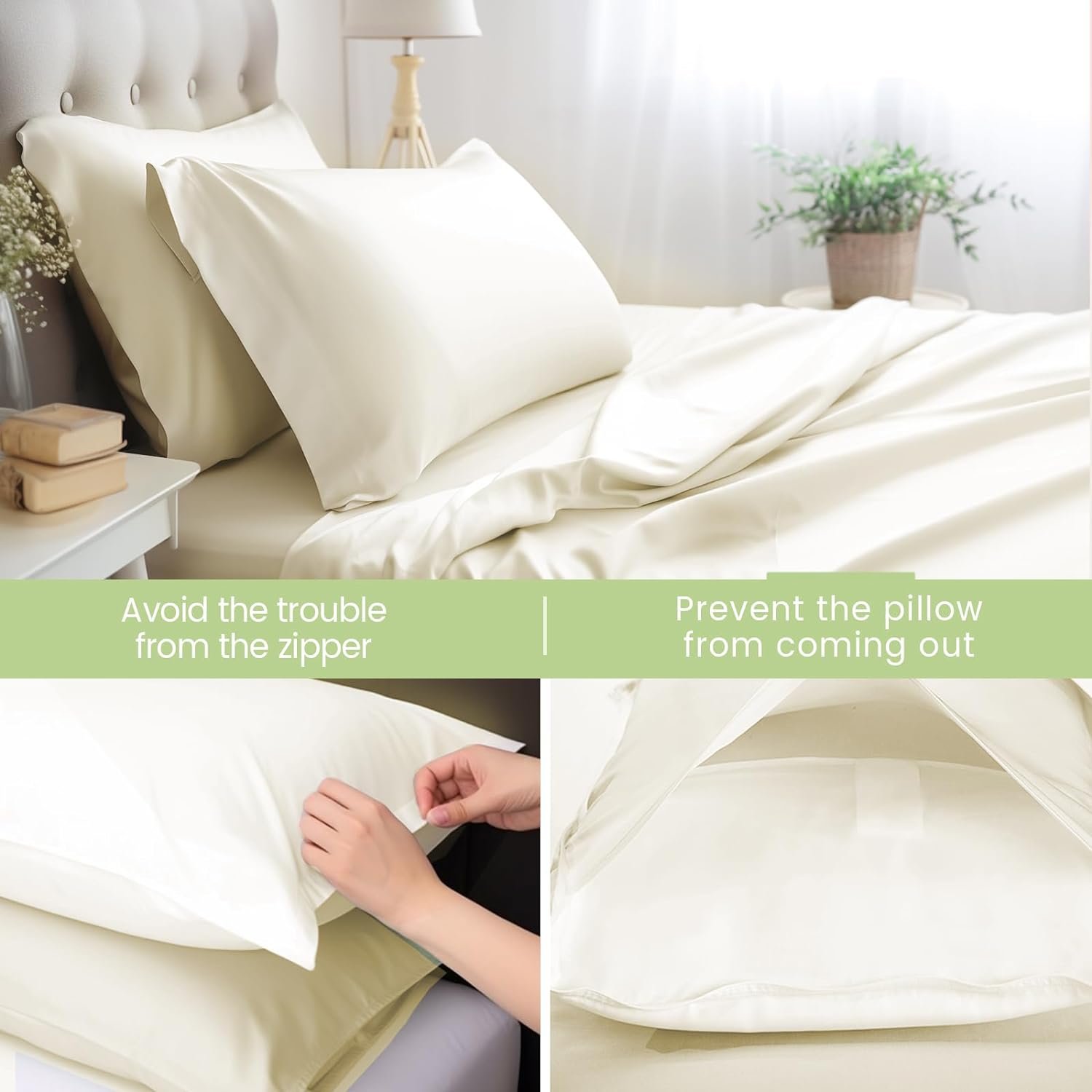 Cloudland Luxury Soft Cotton Bamboo Lyocell Charcoal Queen Size Bed Sheets Set Duvet Cover Set 4 Piece 300 Thread Count