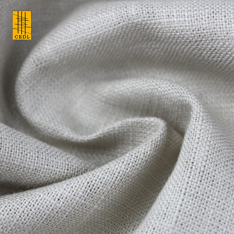 Factory Direct Selling Slub Effect Cotton Linen Blended European Flax & OCS Solid Plain Fabric for Home Textile Curtain