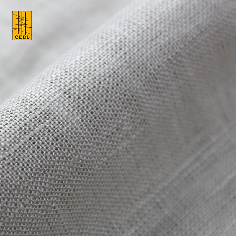 Factory Direct Selling Slub Effect Cotton Linen Blended European Flax & OCS Solid Plain Fabric for Home Textile Curtain