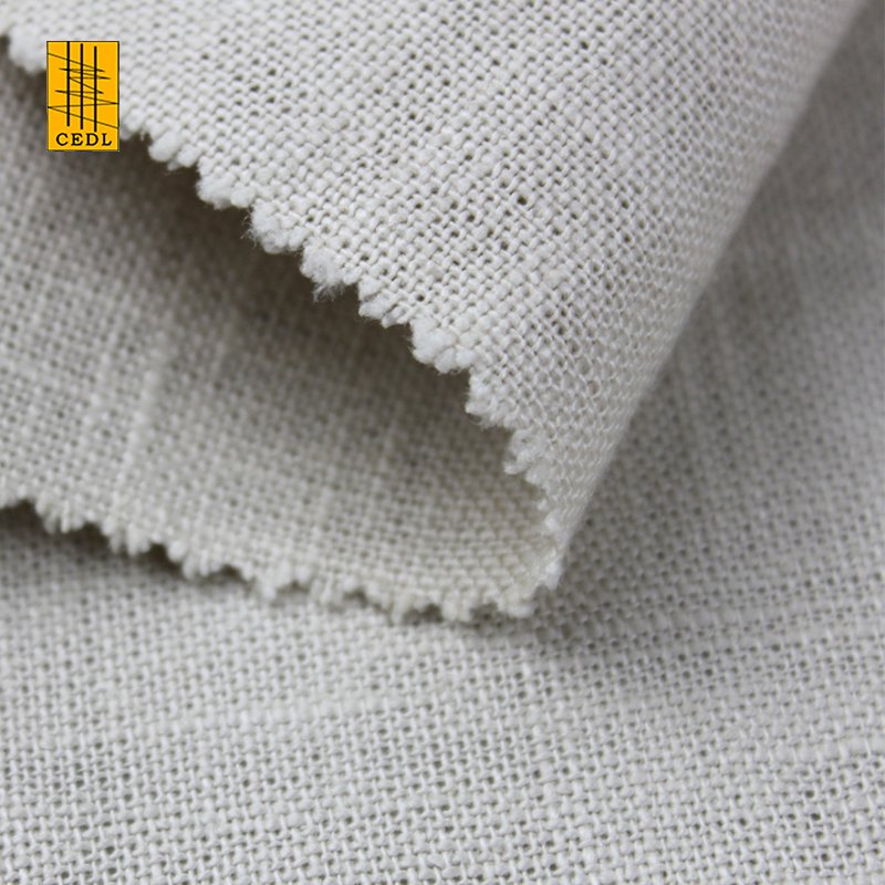 Factory Direct Selling Slub Effect Cotton Linen Blended European Flax & OCS Solid Plain Fabric for Home Textile Curtain