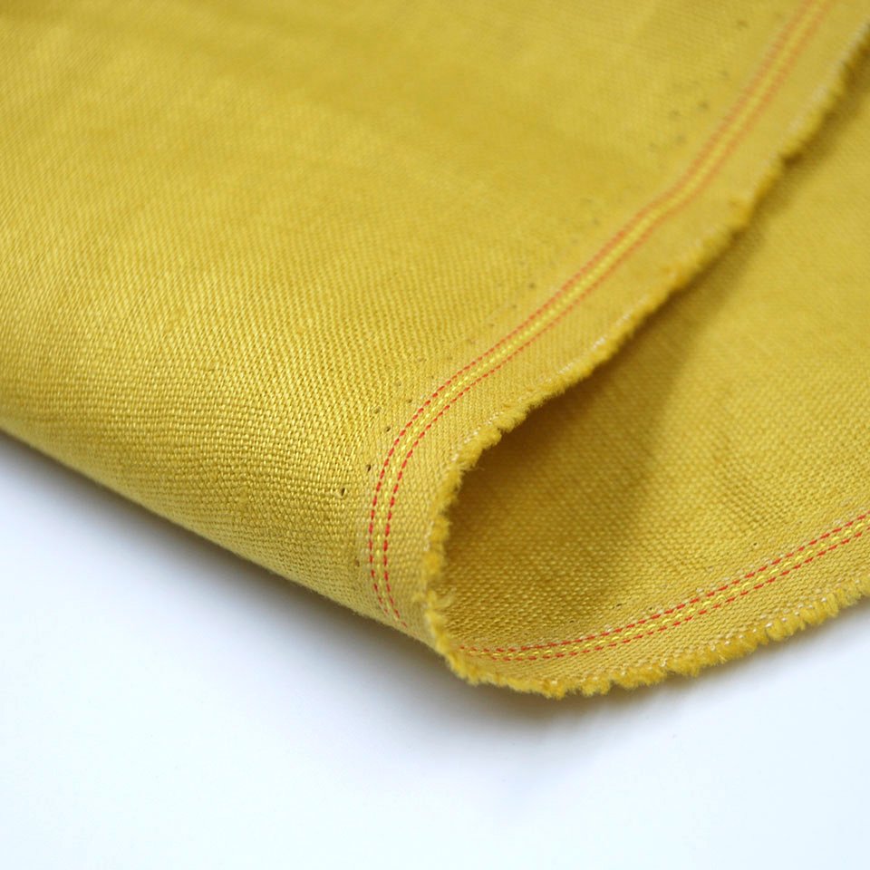 Hot selling high quality pure color woven fabric ready stock 100% flax gold linen fabric for women man garments
