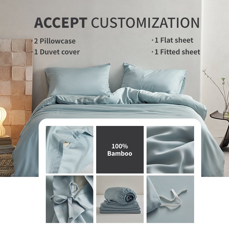 bamboo bed sheets luxury hotel bedding customized design skin-friendly summer cooling bamboo bedding sets for bedroom and hotel
