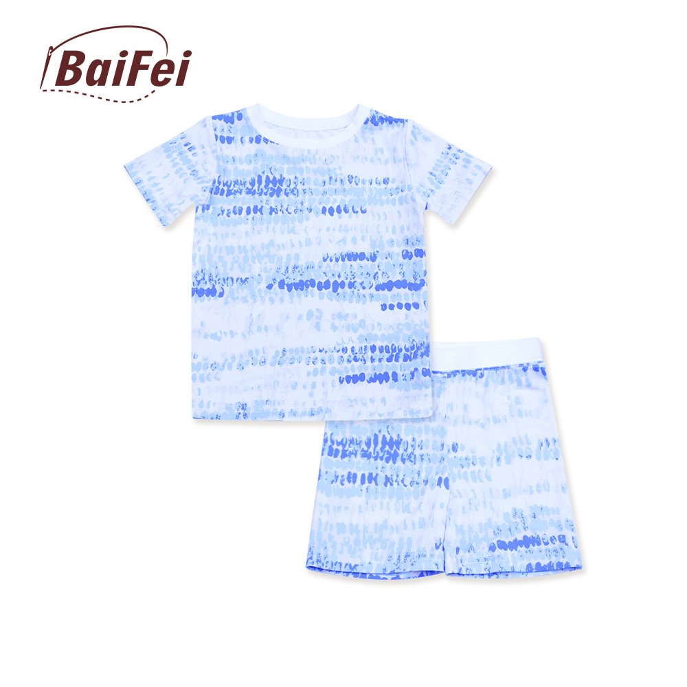 Viscose 2 Pic Set Holiday Cute Baby Sleepwear Short Sleeve Short Pajamas Matching Bamboo Custom Kids Family Custom Printed 2pcs