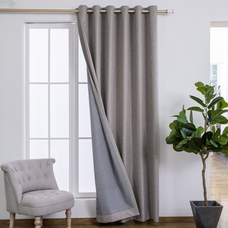 Excellent Cost Effectiveness New Style King Linen Fabric Dark Gray Color 100% Blackout Jacquard Fabric Household Curtain