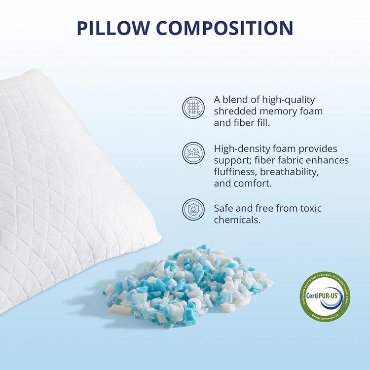 Custom Logo Bamboo Neck Support Adjustable Height Shredded Memory Foam Bed Pillows For Sleep