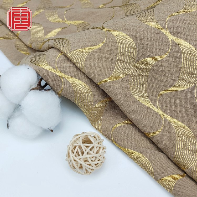 Shaoxing Textile 100% Polyester Woven Fabric Twill CEY Shiny Foil Fabric For Women Garment