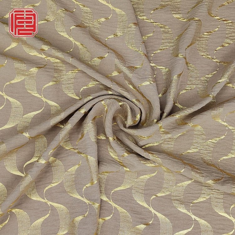 Shaoxing Textile 100% Polyester Woven Fabric Twill CEY Shiny Foil Fabric For Women Garment