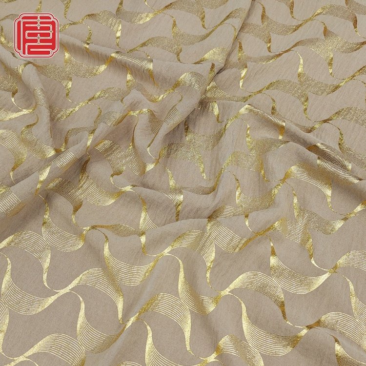 Shaoxing Textile 100% Polyester Woven Fabric Twill CEY Shiny Foil Fabric For Women Garment
