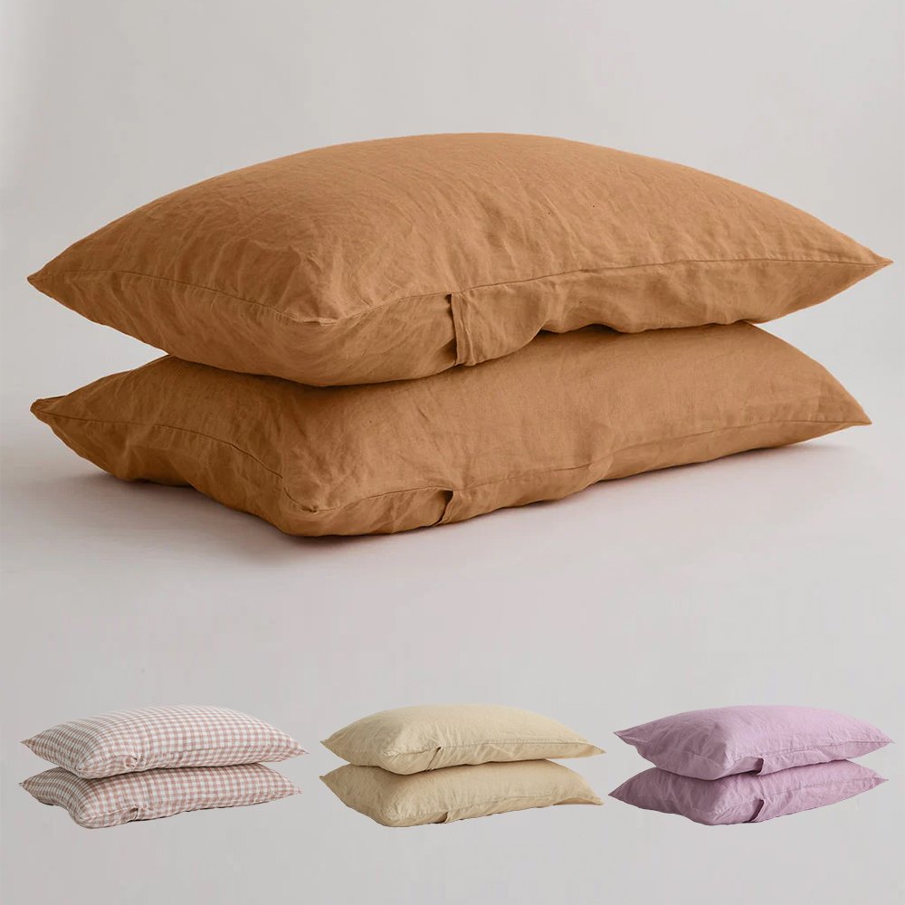 high quality envelope style stonewashed striped neutral linen pillow cover french pure linen pillowcase set