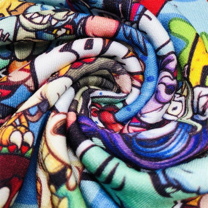 Hot Sell 95% Bamboo Fiber 5% Spandex Printed Stretch Knitted Fabric French Terry Fabric 280gsm
