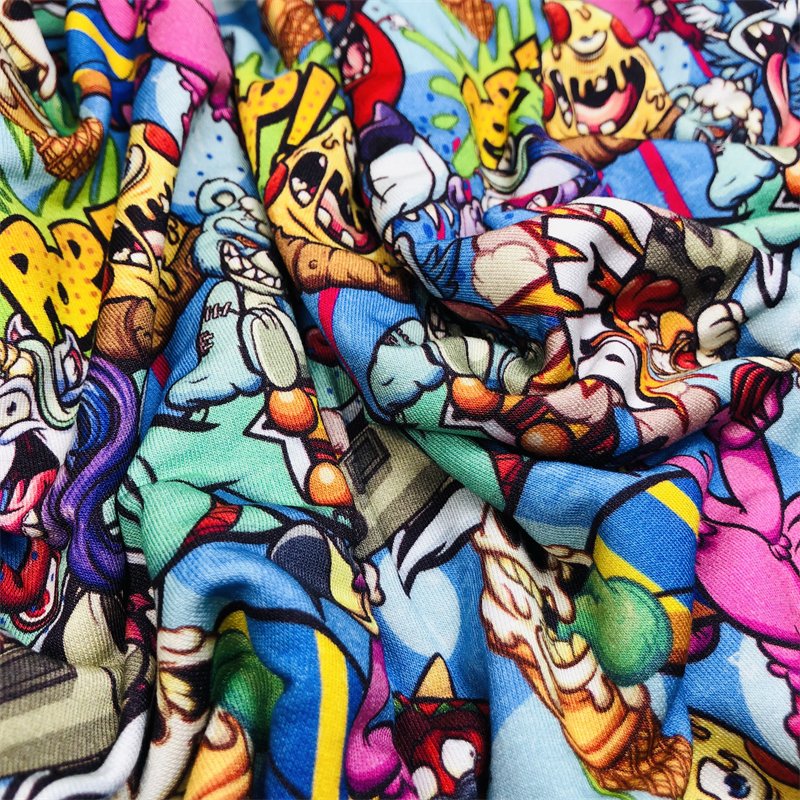 Hot Sell 95% Bamboo Fiber 5% Spandex Printed Stretch Knitted Fabric French Terry Fabric 280gsm