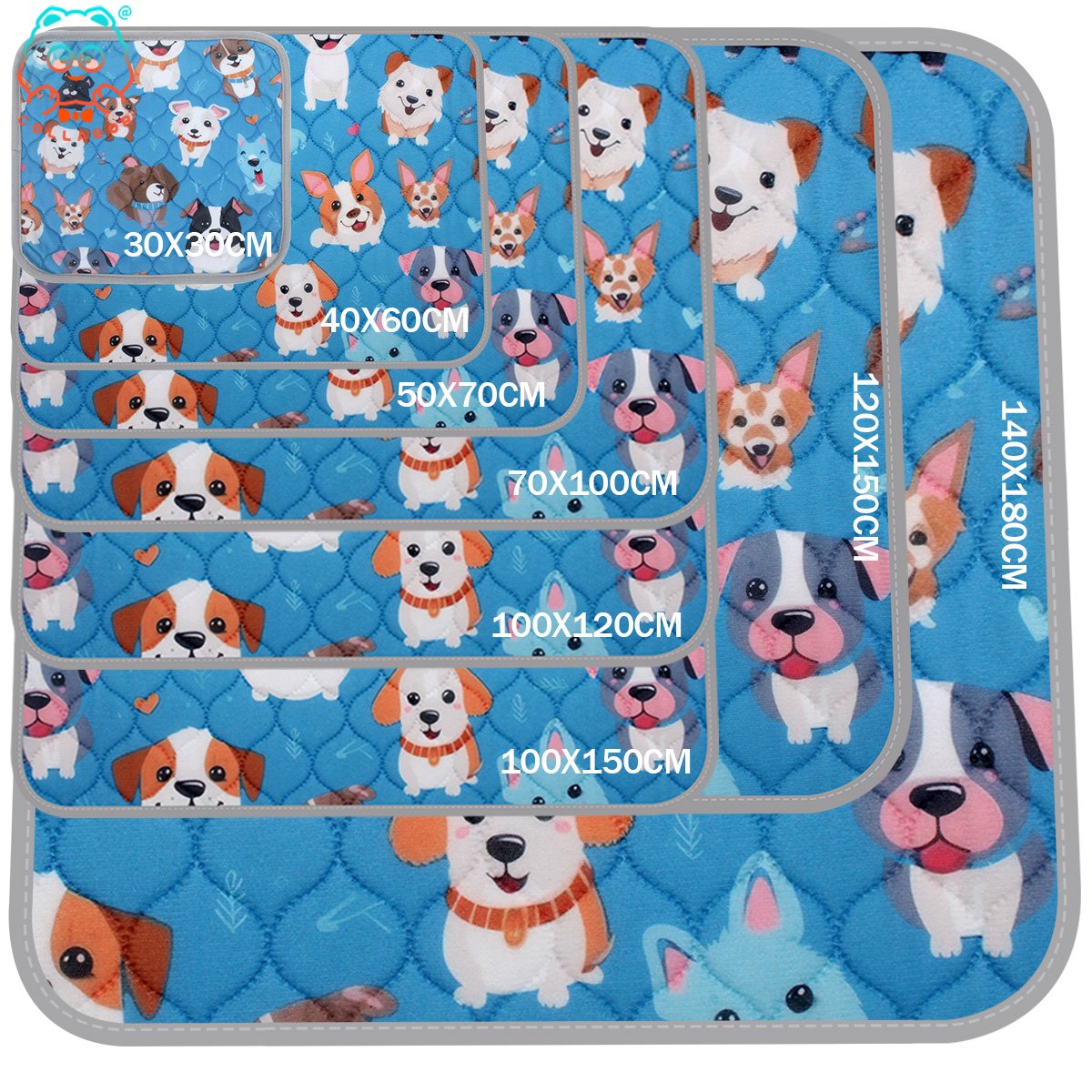 COLLABOR 10 Color Print Stock Reusable Puppy Pee Pad Bamboo Manufacturer Dog Pee And Poo Pads 5 Layer Washable Pee Pad Quick Dry