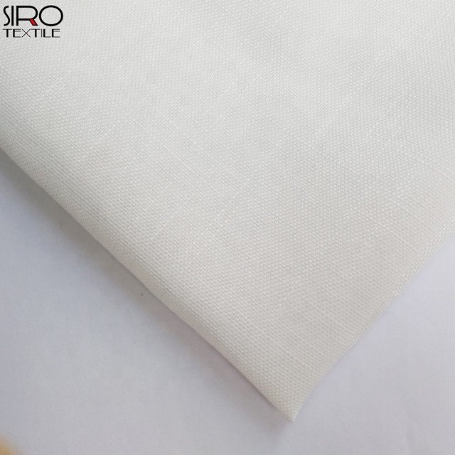BS5867 IFR 100% polyester 120gsm 280cm white linen look voile fabric sheer fabric for curtain