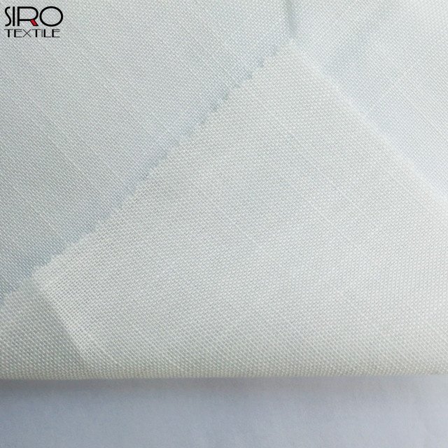 BS5867 IFR 100% polyester 120gsm 280cm white linen look voile fabric sheer fabric for curtain