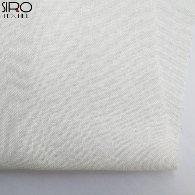 BS5867 IFR 100% polyester 120gsm 280cm white linen look voile fabric sheer fabric for curtain