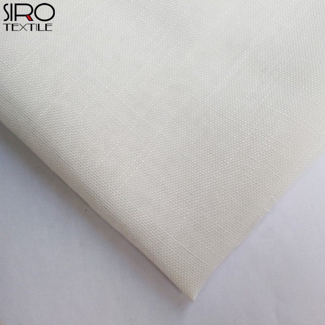 BS5867 IFR 100% polyester 120gsm 280cm white linen look voile fabric sheer fabric for curtain
