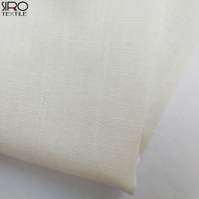 BS5867 IFR 100% polyester 120gsm 280cm white linen look voile fabric sheer fabric for curtain