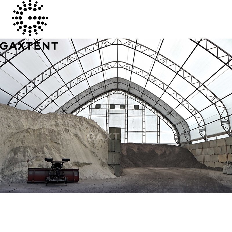 Snow Load Industrial Storage Tent With Reinforced Metal Framing Designed For Heavy-Duty Outdoor Storage In Harsh Conditions