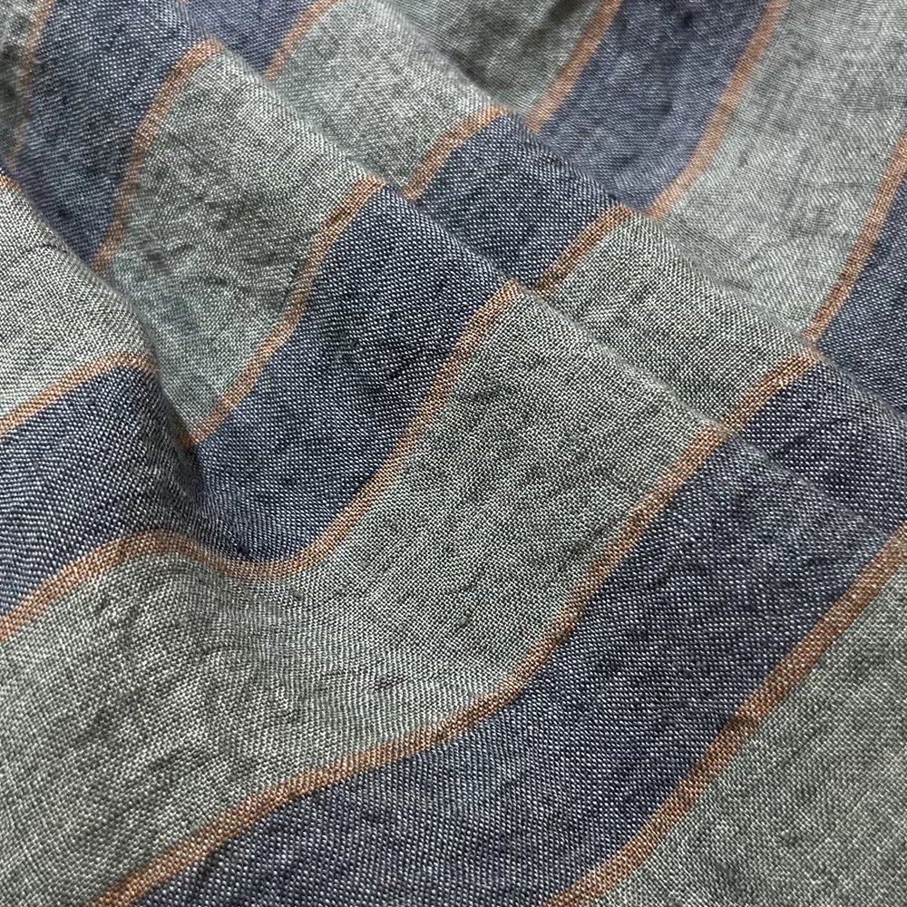 8505# European Flax Yarn Dyed Woven Linen Fabric Woven Striped Linen Fabrics For Clothing Pants