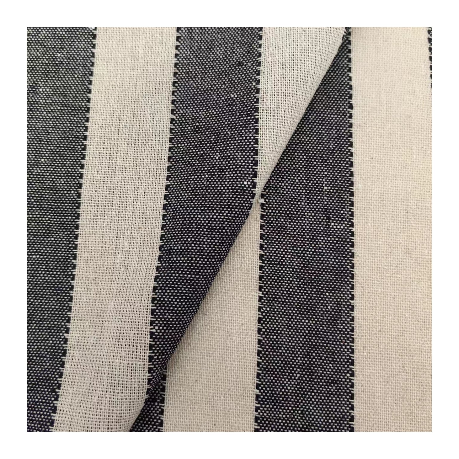 Natural Linen Fabric black and white stripe Fabric Cotton5% Linen10% Rayon30% Poly55% Plain eco-friendly fabric for clothing
