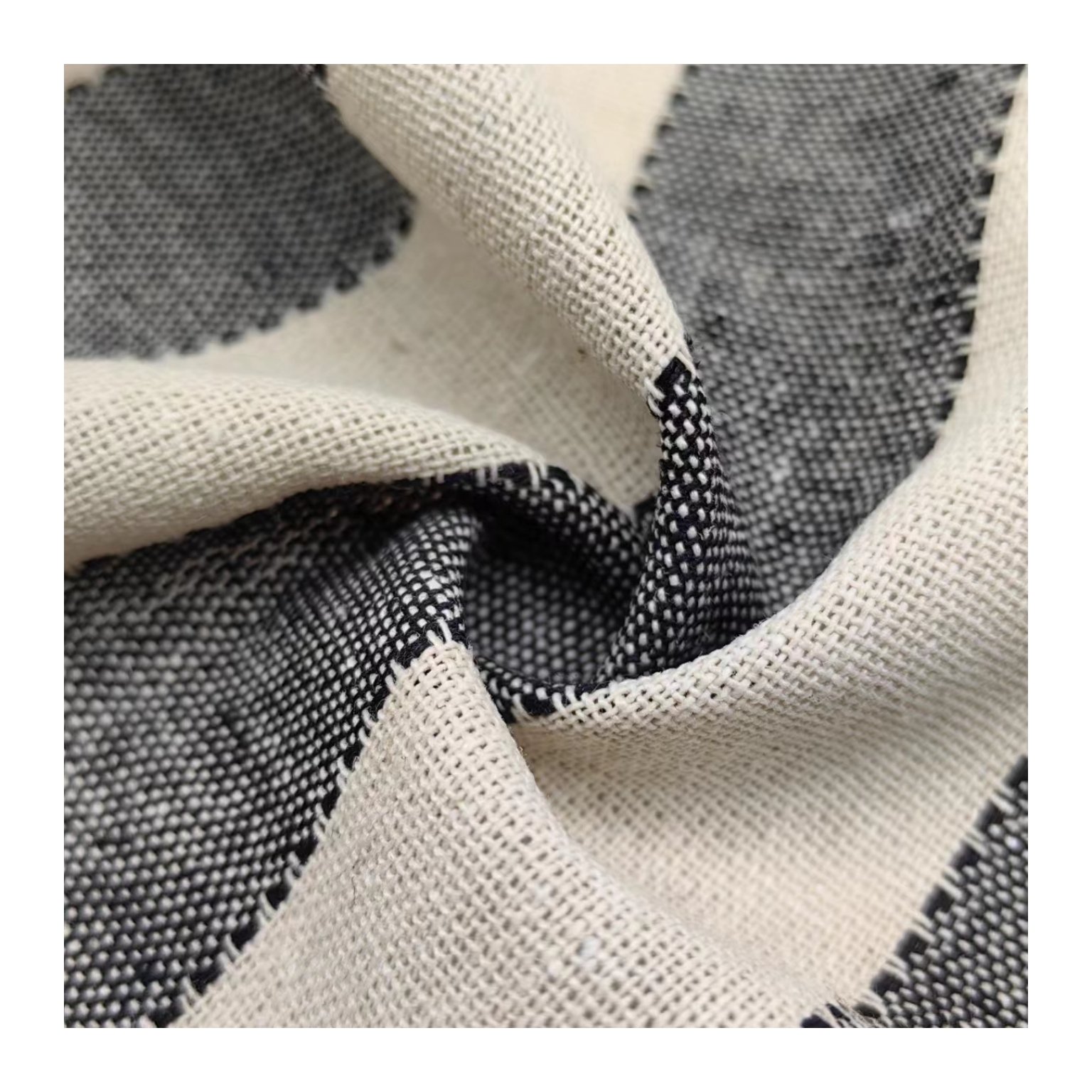 Natural Linen Fabric black and white stripe Fabric Cotton5% Linen10% Rayon30% Poly55% Plain eco-friendly fabric for clothing