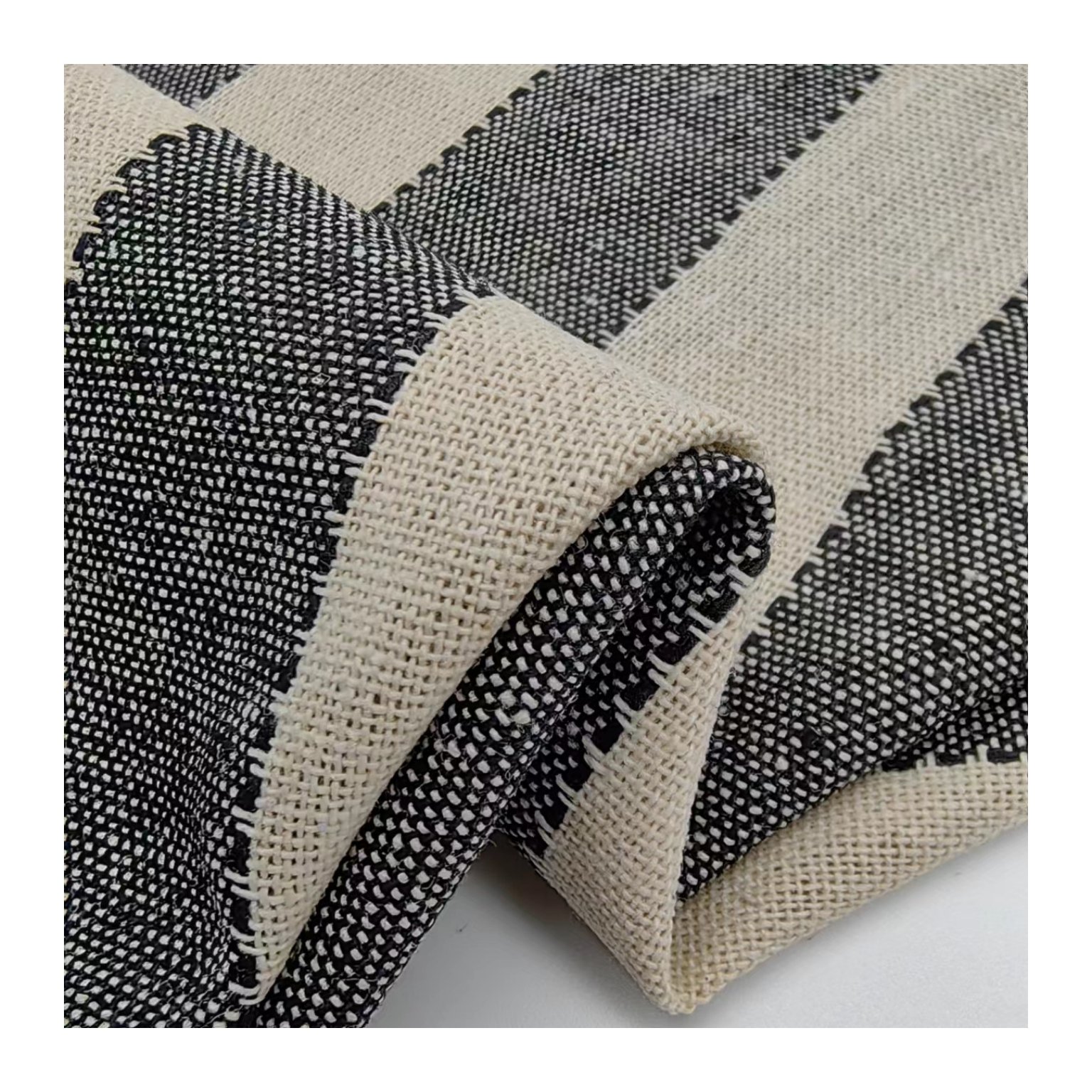 Natural Linen Fabric black and white stripe Fabric Cotton5% Linen10% Rayon30% Poly55% Plain eco-friendly fabric for clothing
