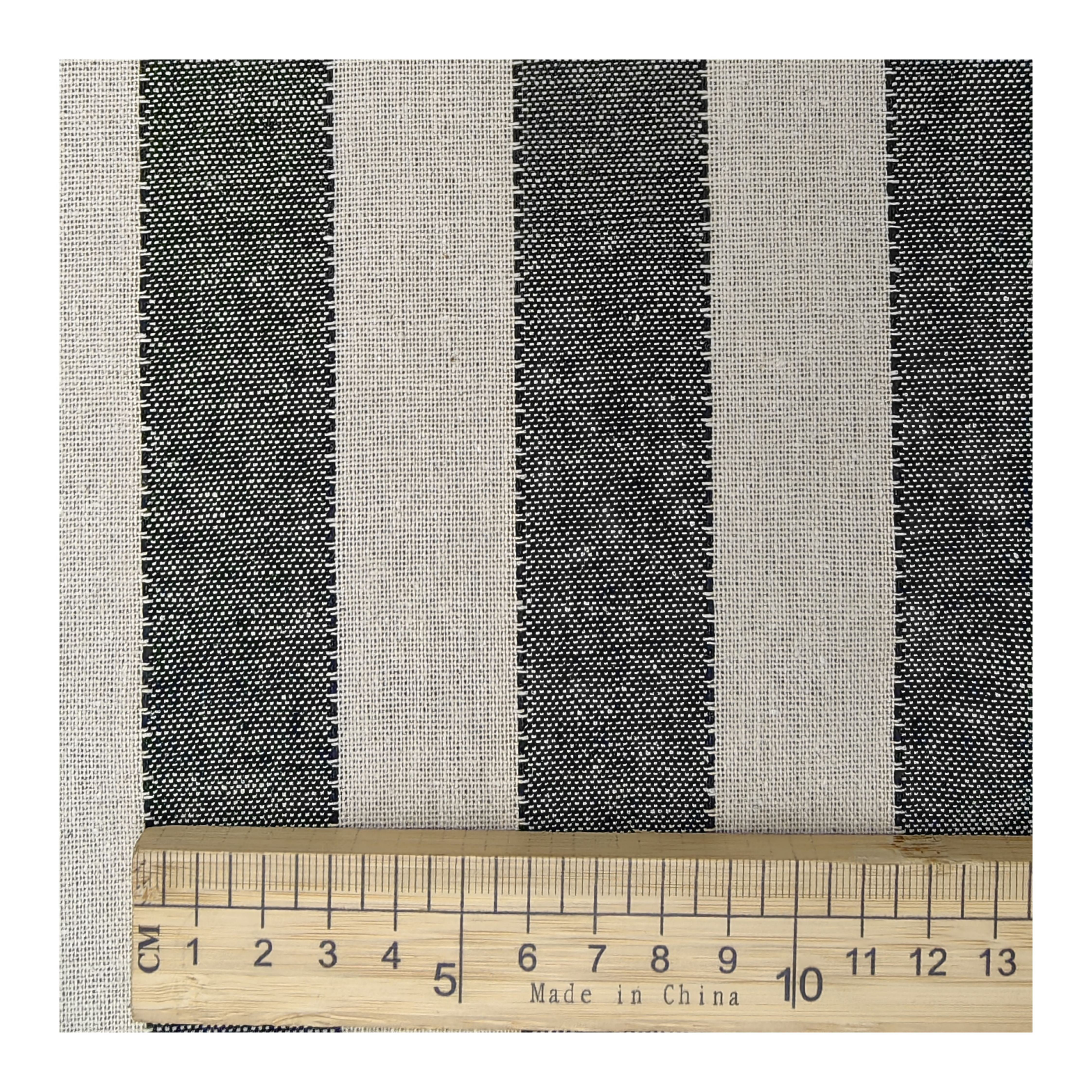 Natural Linen Fabric black and white stripe Fabric Cotton5% Linen10% Rayon30% Poly55% Plain eco-friendly fabric for clothing