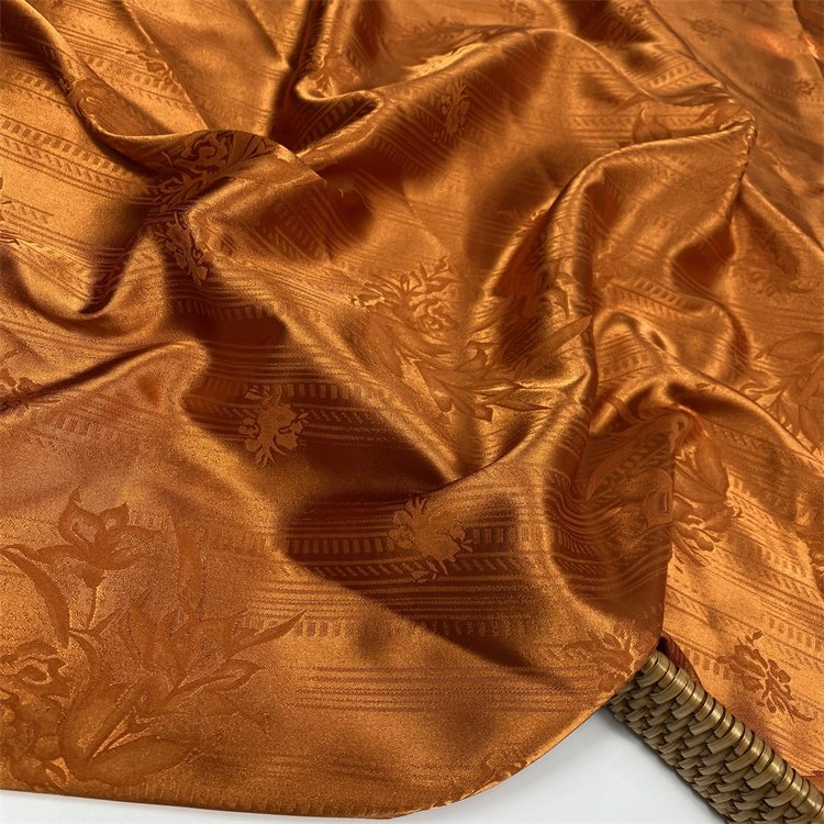 Factory direct sales Brazil style elegant woven 97% polyester 3% spandex jacquard floral stretch satin fabric for dress