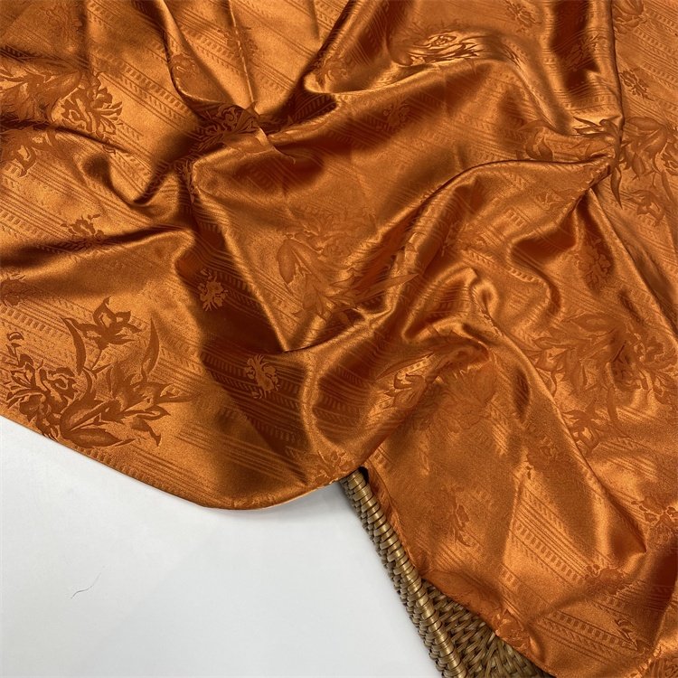 Factory direct sales Brazil style elegant woven 97% polyester 3% spandex jacquard floral stretch satin fabric for dress