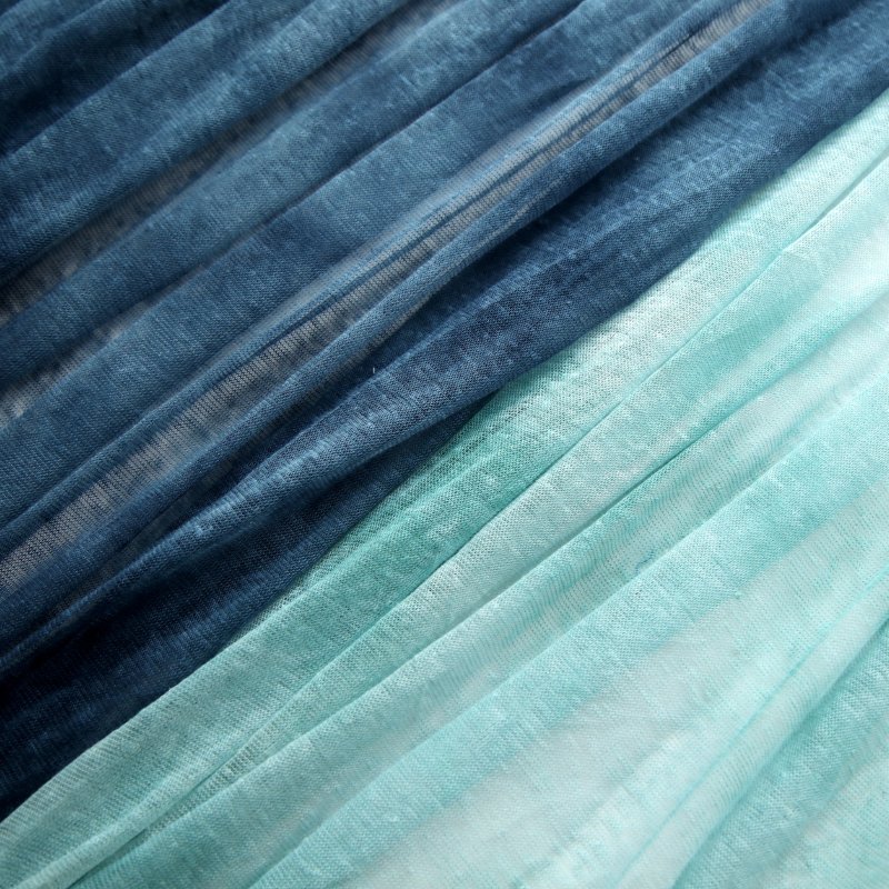 Ultra lightweight stock lot wholesale tie dye multi color natural flax washed women dress soft knitted mesh linen fabric