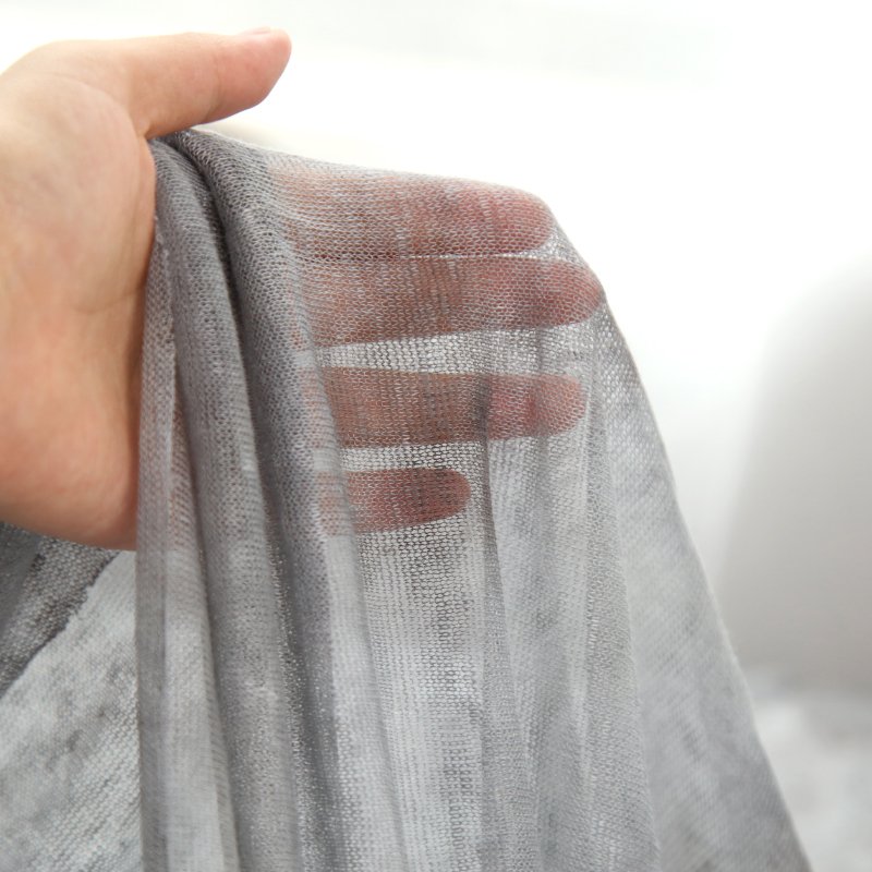 Ultra lightweight stock lot wholesale tie dye multi color natural flax washed women dress soft knitted mesh linen fabric