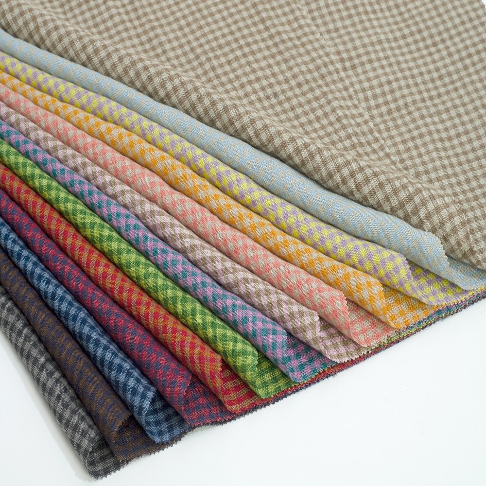 #8598 Manufacturer best quality plaid 100%linen fabrics check pure linen fabric luxury pattern yarn dyed fabric for shirt