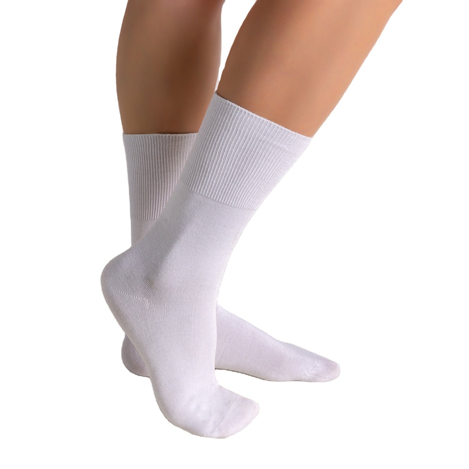 Men's and Women's Casual Crew seamless Socks Cushioned Sole loose cuff bamboo fabric socks for tired and diabetics feet