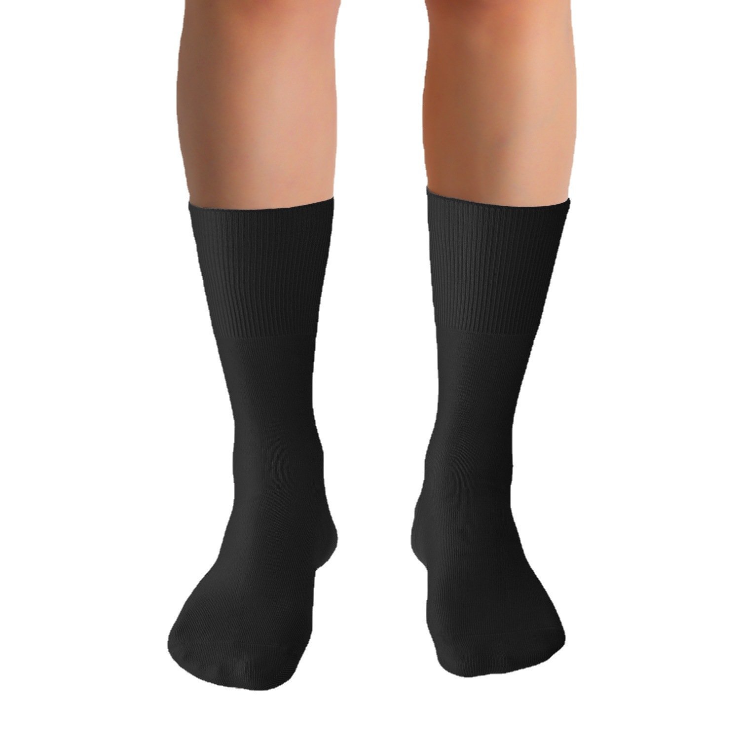 Men's and Women's Casual Crew seamless Socks Cushioned Sole loose cuff bamboo fabric socks for tired and diabetics feet