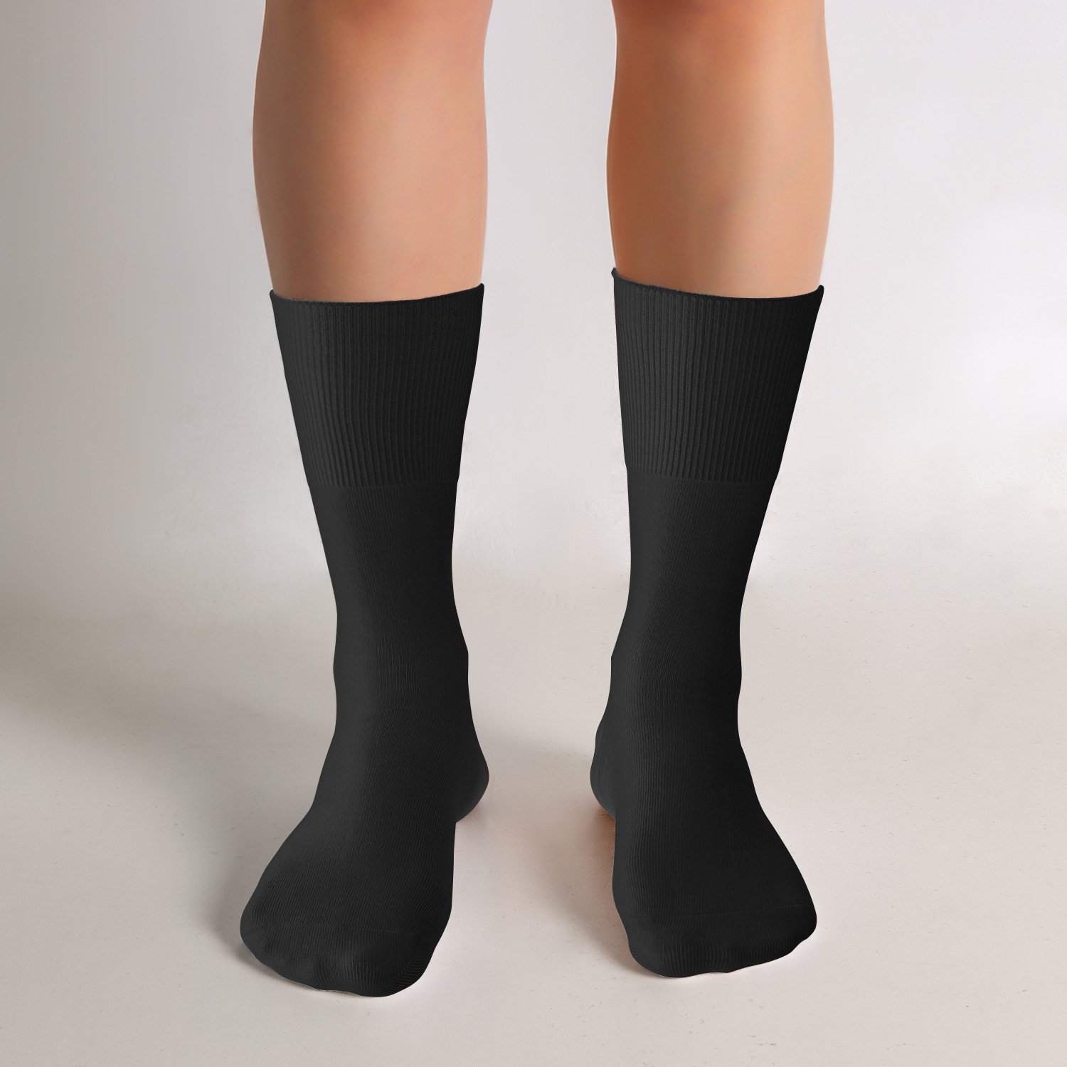 Men's and Women's Casual Crew seamless Socks Cushioned Sole loose cuff bamboo fabric socks for tired and diabetics feet