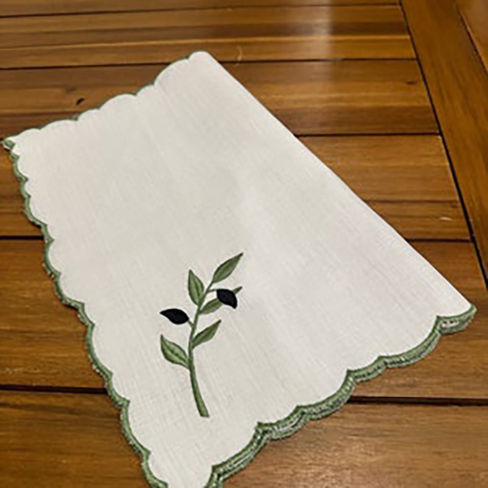 Custom patterns Personalized scalloped edge Luxury organic flax pure embroidered table cloth linen Napkins 45*45cm
