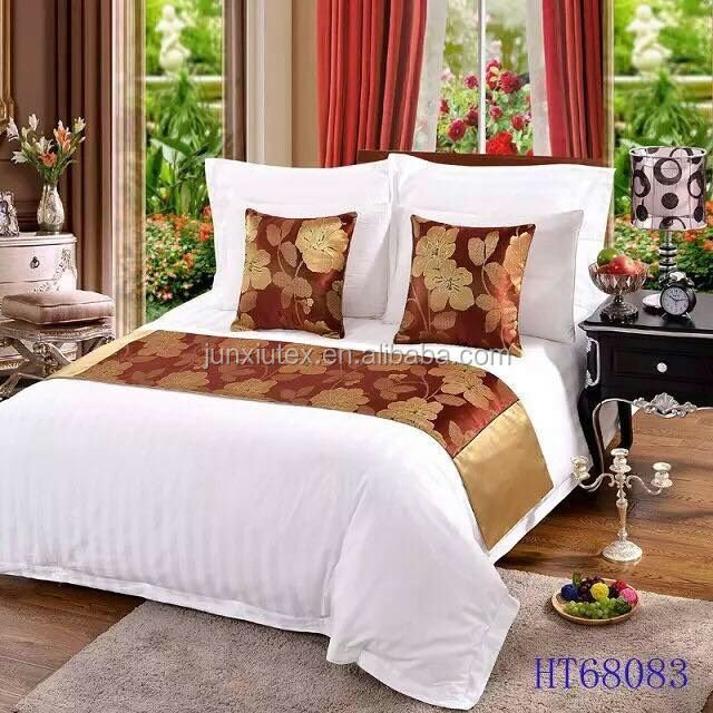 Support samples bed linen for hotels poly jacquard hotel bed runner / luxury bed scarf
