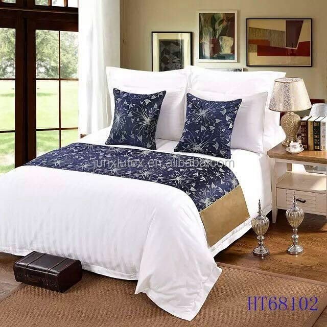 Support samples bed linen for hotels poly jacquard hotel bed runner / luxury bed scarf