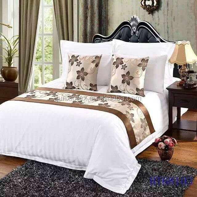 Support samples bed linen for hotels poly jacquard hotel bed runner / luxury bed scarf