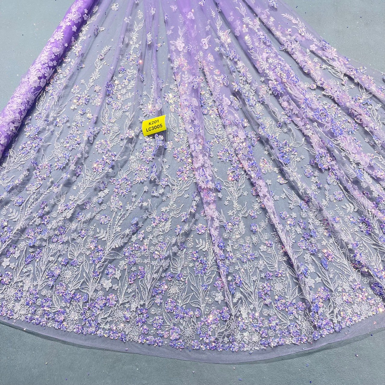 Lavender Glitter Feather Sequin Mesh Fabric For One Piece Evening Dress Wedding Dress Fabric Mesh Gold Spray Piece
