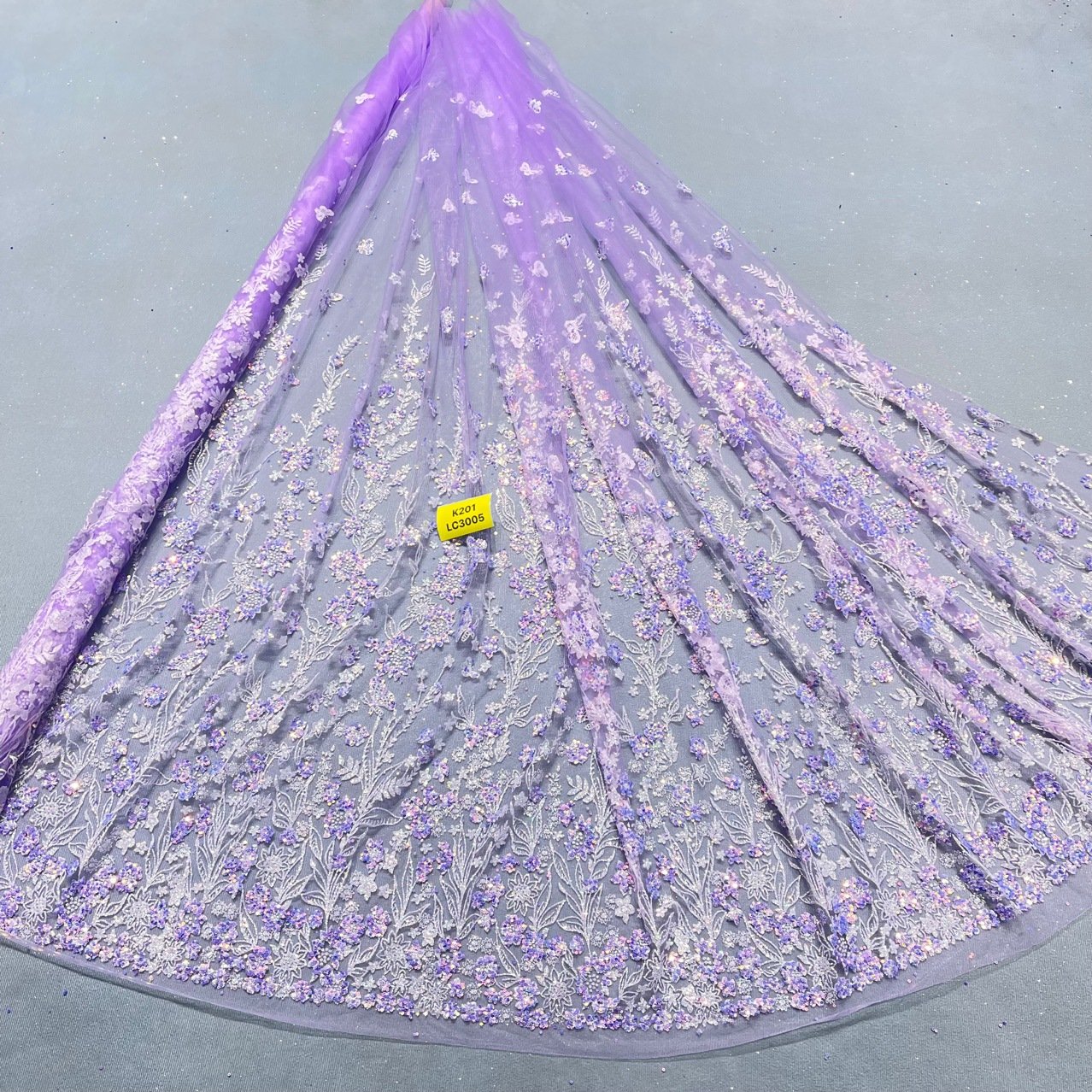 Lavender Glitter Feather Sequin Mesh Fabric For One Piece Evening Dress Wedding Dress Fabric Mesh Gold Spray Piece
