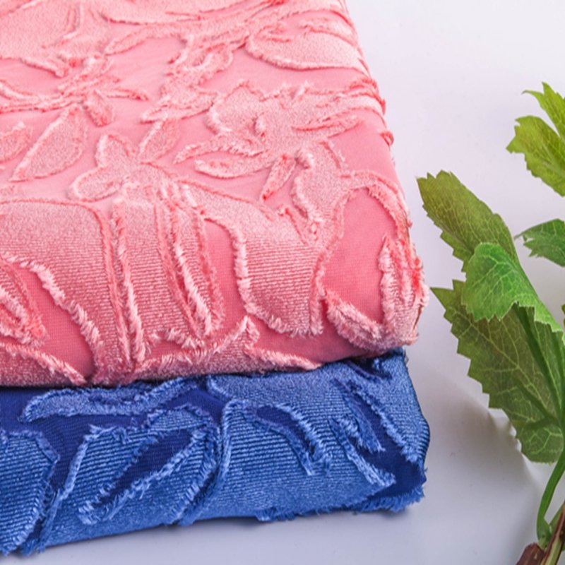 2020 hot sale knitted 68%Polyester 24%Nylon 8%Spandex flocking velvet fabric for dress