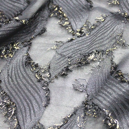 New Arrival Golden Flower Clipped Textile 100% polyester Fabric for Blouse Dresses