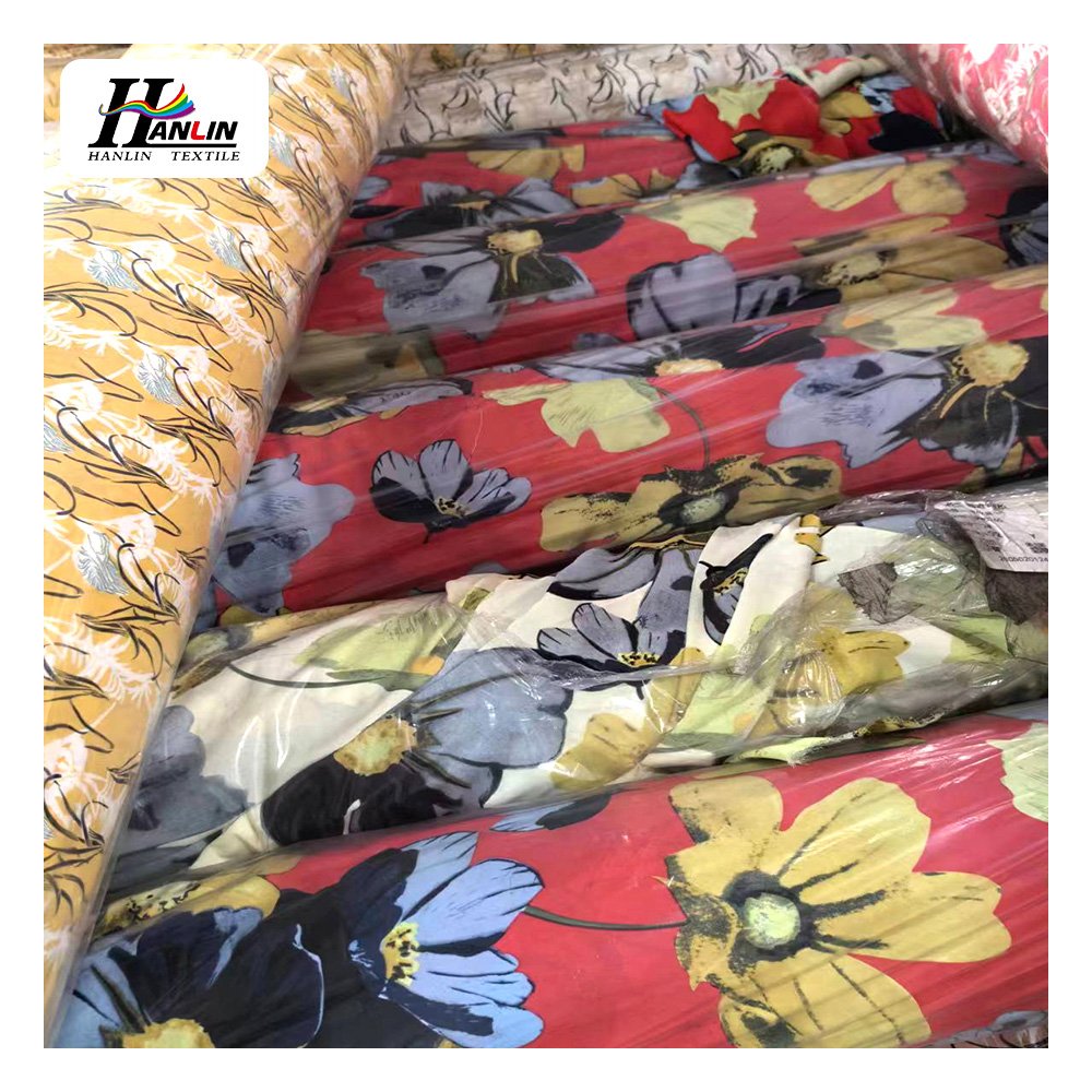 ready stock 100% polyester fabric 150GSM wear-resistant chiffon satin cey fabric digital printed for clothing