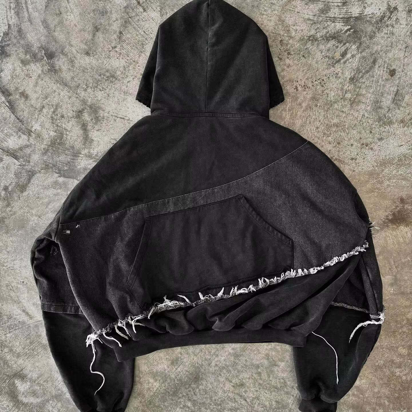 Men's Cropped Boxy Hoodie Puff Printing Rhinestone Embroidery Autumn Distressed Animal Pattern Terry Fabric Screen Hoodie